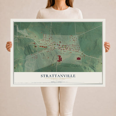 Map of Strattanville, Pennsylvania, 24 x 36 inch unframed archival matte print
