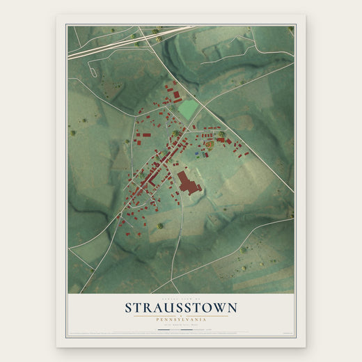 Strausstown, Pennsylvania map print, the full design