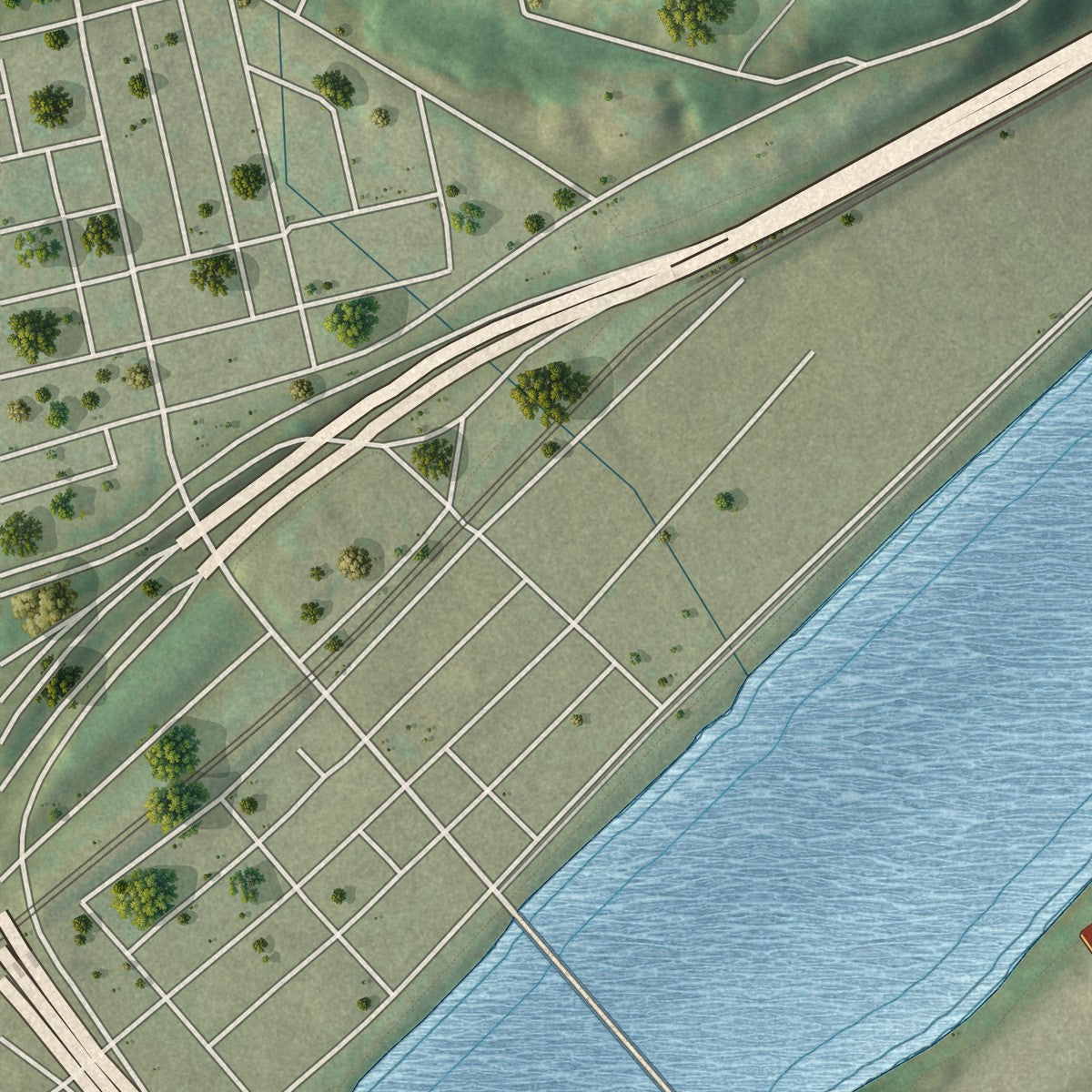 Second close-up of the map of Strip District, Pennsylvania print showing more streets and buildings