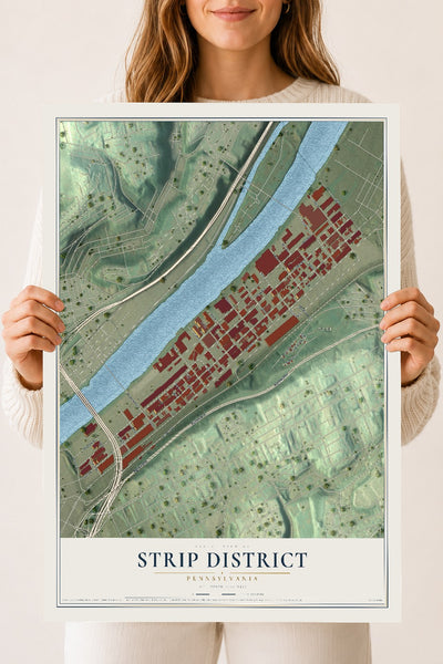 Map of Strip District, Pennsylvania, 18 x 24 inch unframed archival matte print