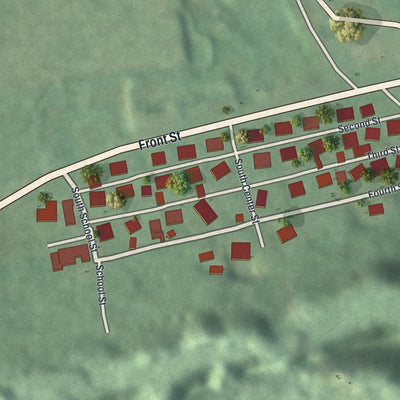 Close-up of the map of Strong, Pennsylvania print showing street and building detail