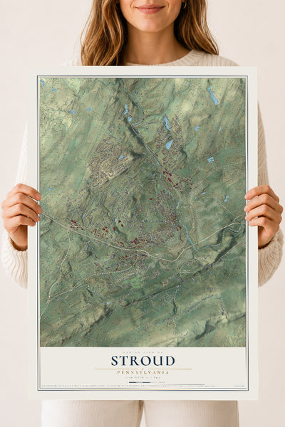 Map of Stroud, Pennsylvania, 18 x 24 inch unframed archival matte print
