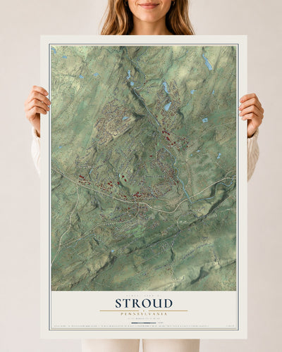 Map of Stroud, Pennsylvania, 24 x 36 inch unframed archival matte print