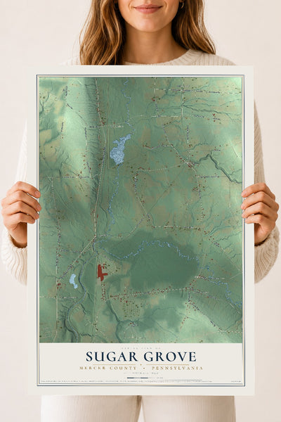 Map of Sugar Grove, Mercer County, Pennsylvania, 18 x 24 inch unframed archival matte print