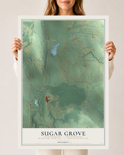 Map of Sugar Grove, Mercer County, Pennsylvania, 24 x 36 inch unframed archival matte print