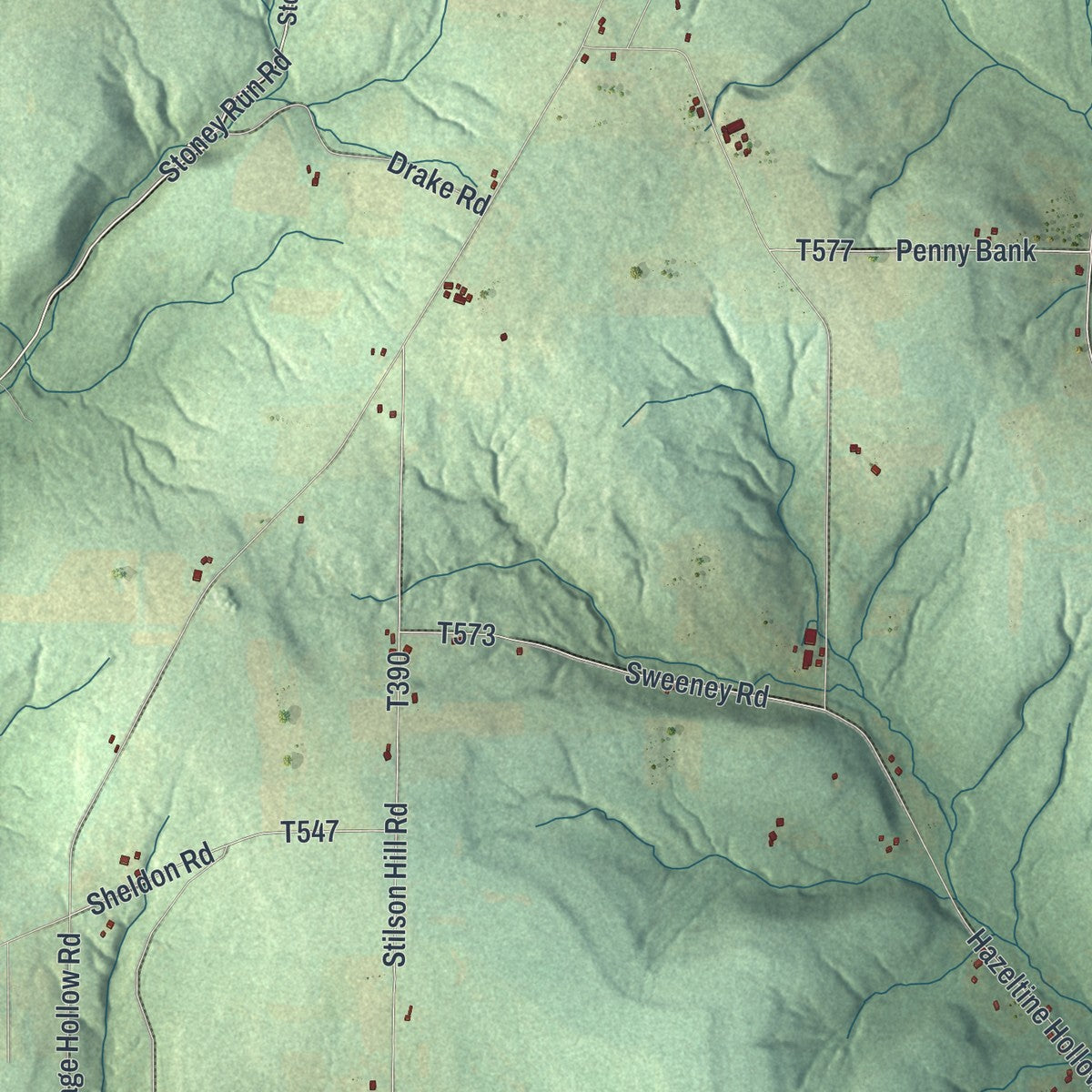 Close-up of the map of Sugar Grove, Warren County, Pennsylvania print showing street and building detail