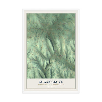 Map of Sugar Grove, Warren County, Pennsylvania, 12 x 18 inch print in a white wood frame