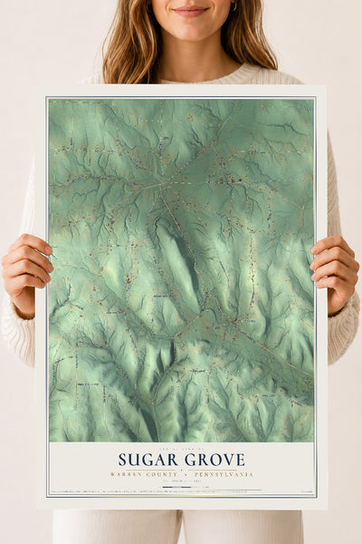 Map of Sugar Grove, Warren County, Pennsylvania, 18 x 24 inch unframed archival matte print
