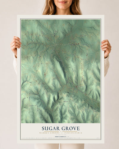 Map of Sugar Grove, Warren County, Pennsylvania, 24 x 36 inch unframed archival matte print