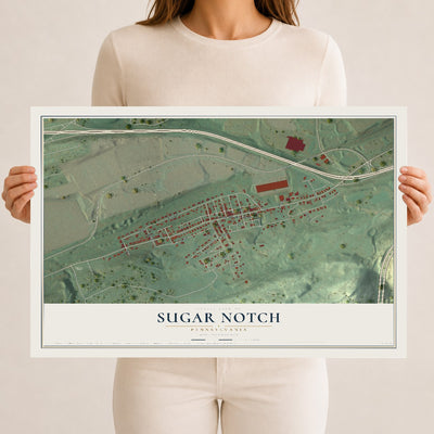 Map of Sugar Notch, Pennsylvania, 12 x 18 inch unframed archival matte print