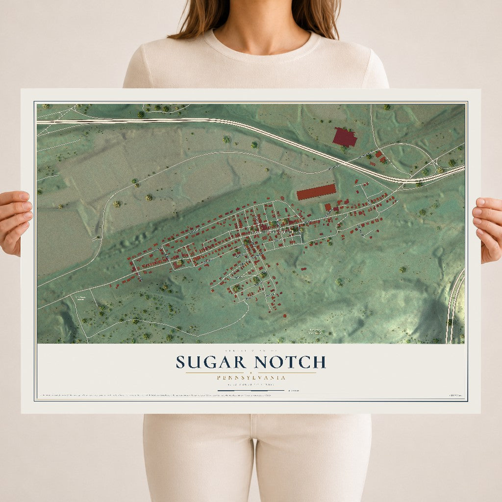 Map of Sugar Notch, Pennsylvania, 18 x 24 inch unframed archival matte print