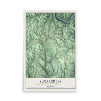 Map of Sugarcreek, Armstrong County, Pennsylvania, 12 x 18 inch unframed archival matte print