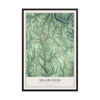 Map of Sugarcreek, Armstrong County, Pennsylvania, 12 x 18 inch print in a black wood frame