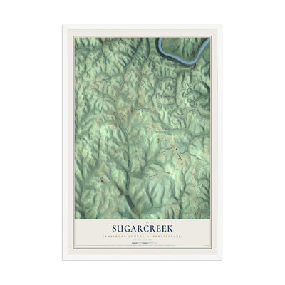 Map of Sugarcreek, Armstrong County, Pennsylvania, 12 x 18 inch print in a white wood frame