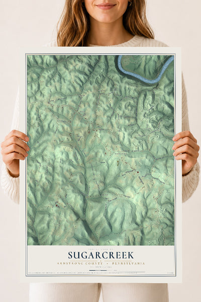 Map of Sugarcreek, Armstrong County, Pennsylvania, 18 x 24 inch unframed archival matte print