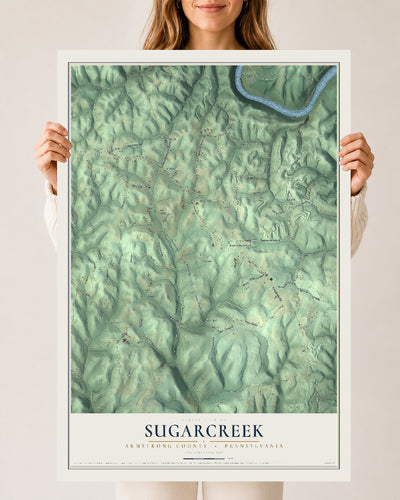 Map of Sugarcreek, Armstrong County, Pennsylvania, 24 x 36 inch unframed archival matte print