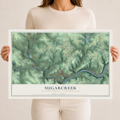 Map of Sugarcreek, Venango County, Pennsylvania, 12 x 18 inch unframed archival matte print