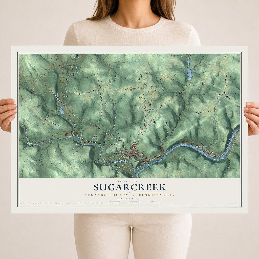 Map of Sugarcreek, Venango County, Pennsylvania, 18 x 24 inch unframed archival matte print