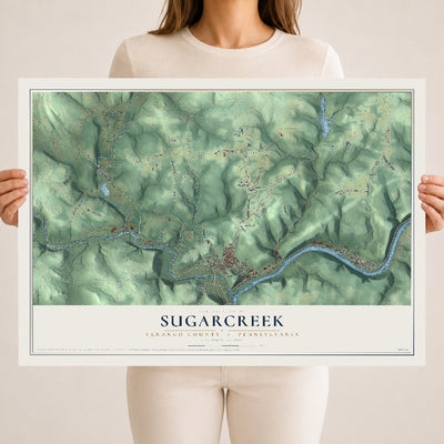Map of Sugarcreek, Venango County, Pennsylvania, 18 x 24 inch unframed archival matte print