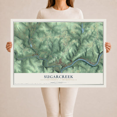 Map of Sugarcreek, Venango County, Pennsylvania, 24 x 36 inch unframed archival matte print
