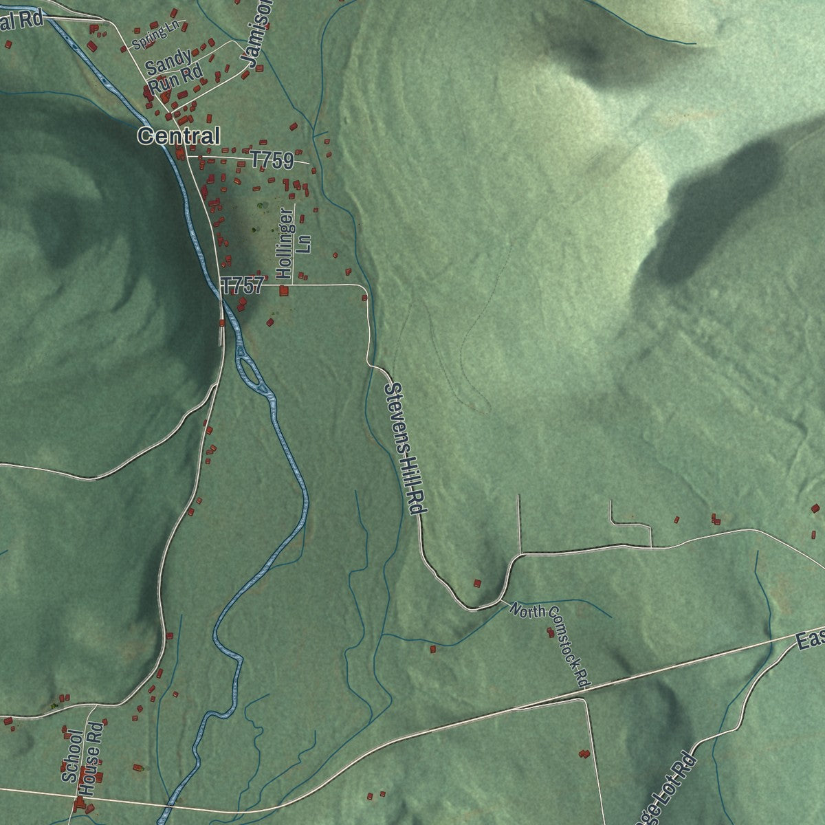Second close-up of the map of Sugarloaf, Columbia County, Pennsylvania print showing more streets and buildings
