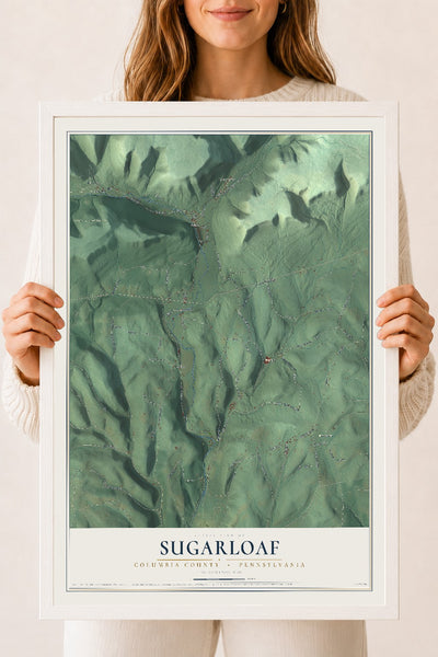Map of Sugarloaf, Columbia County, Pennsylvania, 18 x 24 inch print in a white wood frame