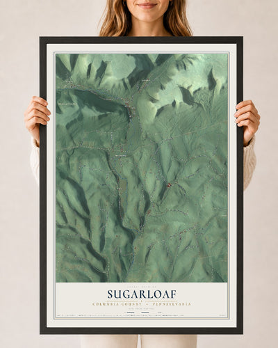 Map of Sugarloaf, Columbia County, Pennsylvania, 24 x 36 inch print in a black wood frame