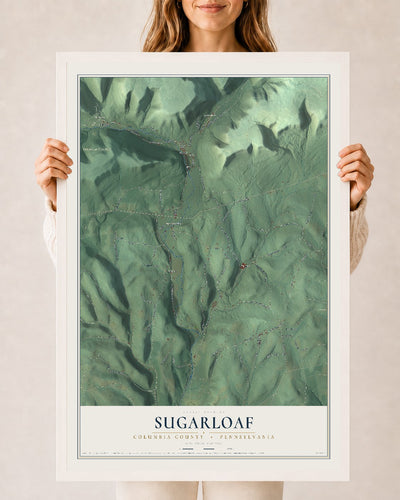 Map of Sugarloaf, Columbia County, Pennsylvania, 24 x 36 inch print in a white wood frame