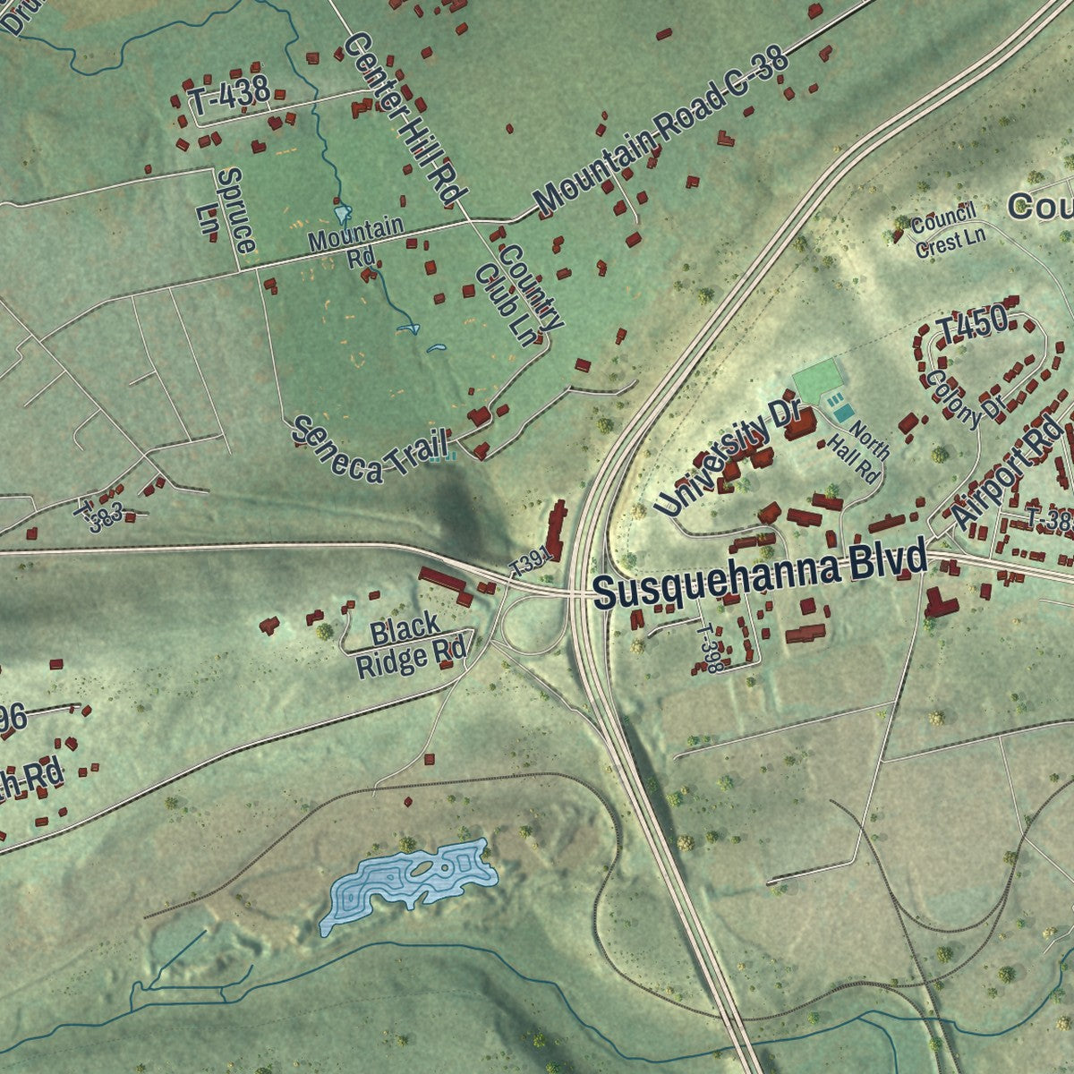 Close-up of the map of Sugarloaf, Luzerne County, Pennsylvania print showing street and building detail