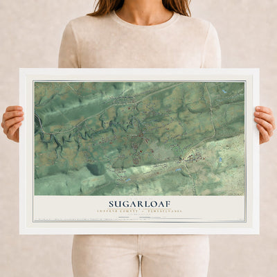 Map of Sugarloaf, Luzerne County, Pennsylvania, 12 x 18 inch print in a white wood frame