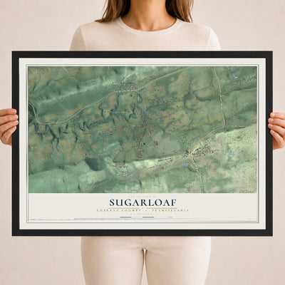 Map of Sugarloaf, Luzerne County, Pennsylvania, 18 x 24 inch print in a black wood frame