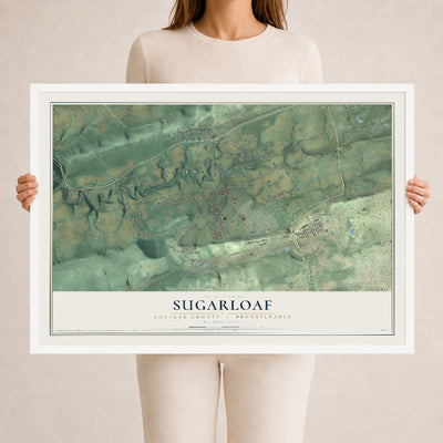 Map of Sugarloaf, Luzerne County, Pennsylvania, 24 x 36 inch print in a white wood frame