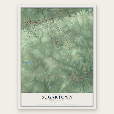 Sugartown, Pennsylvania map print, the full design