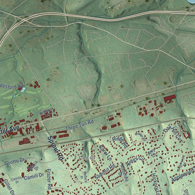 Close-up of the map of Sugartown, Pennsylvania print showing street and building detail