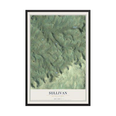 Map of Sullivan, Pennsylvania, 12 x 18 inch print in a black wood frame