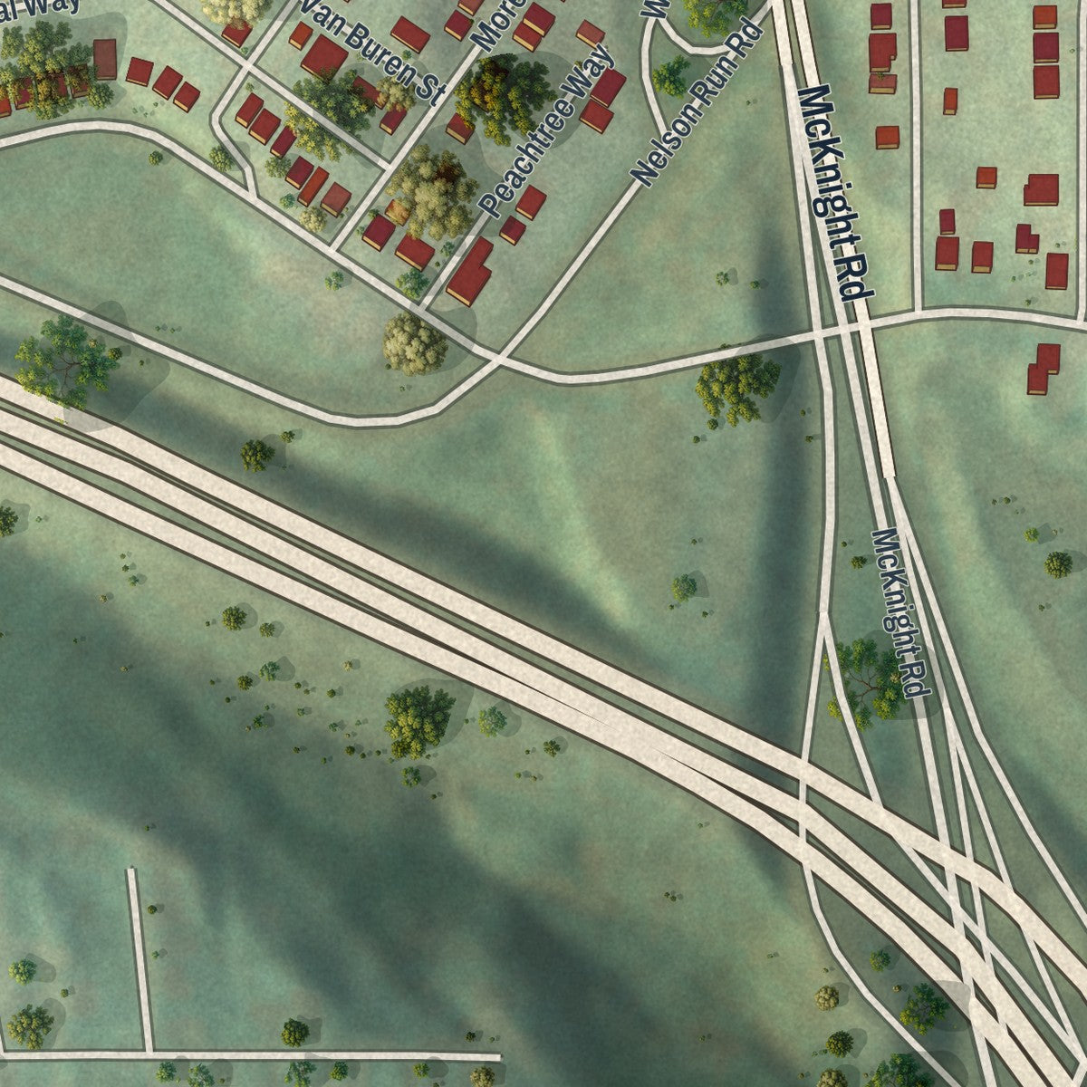 Close-up of the map of Summer Hill, Pennsylvania print showing street and building detail