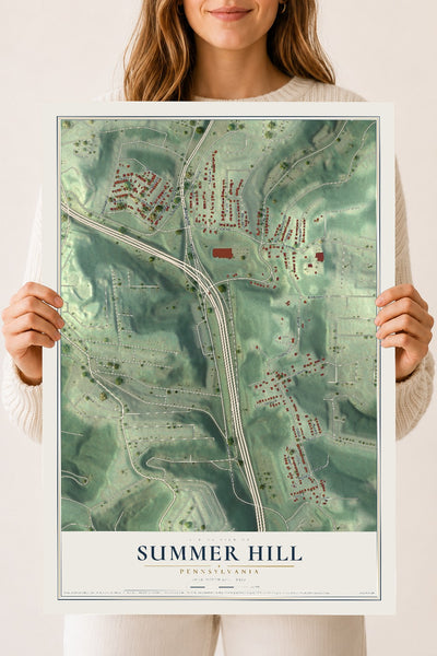 Map of Summer Hill, Pennsylvania, 18 x 24 inch unframed archival matte print