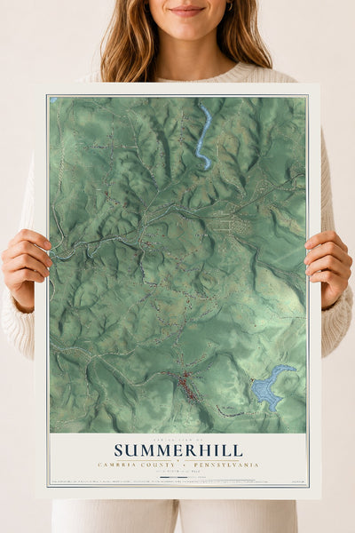 Map of Summerhill, Cambria County, Pennsylvania, 18 x 24 inch unframed archival matte print