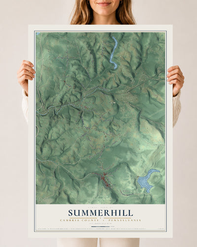 Map of Summerhill, Cambria County, Pennsylvania, 24 x 36 inch unframed archival matte print
