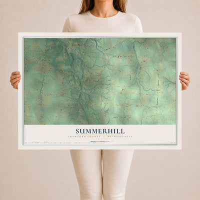 Map of Summerhill, Crawford County, Pennsylvania, 24 x 36 inch unframed archival matte print