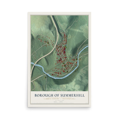 Map of the Borough of Summerhill, Cambria County, Pennsylvania, 12 x 18 inch unframed archival matte print