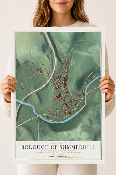 Map of the Borough of Summerhill, Cambria County, Pennsylvania, 18 x 24 inch unframed archival matte print