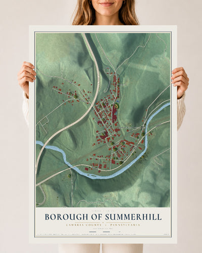 Map of the Borough of Summerhill, Cambria County, Pennsylvania, 24 x 36 inch unframed archival matte print