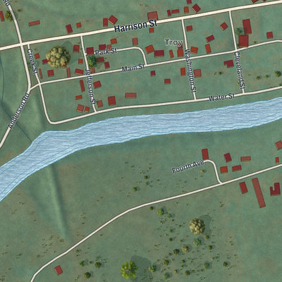 Second close-up of the map of Summerville, Pennsylvania print showing more streets and buildings