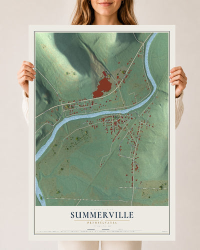 Map of Summerville, Pennsylvania, 24 x 36 inch unframed archival matte print