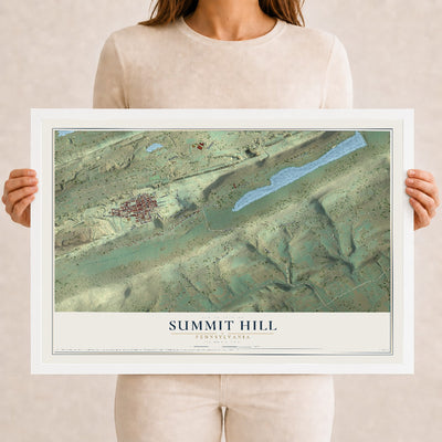 Map of Summit Hill, Pennsylvania, 12 x 18 inch print in a white wood frame