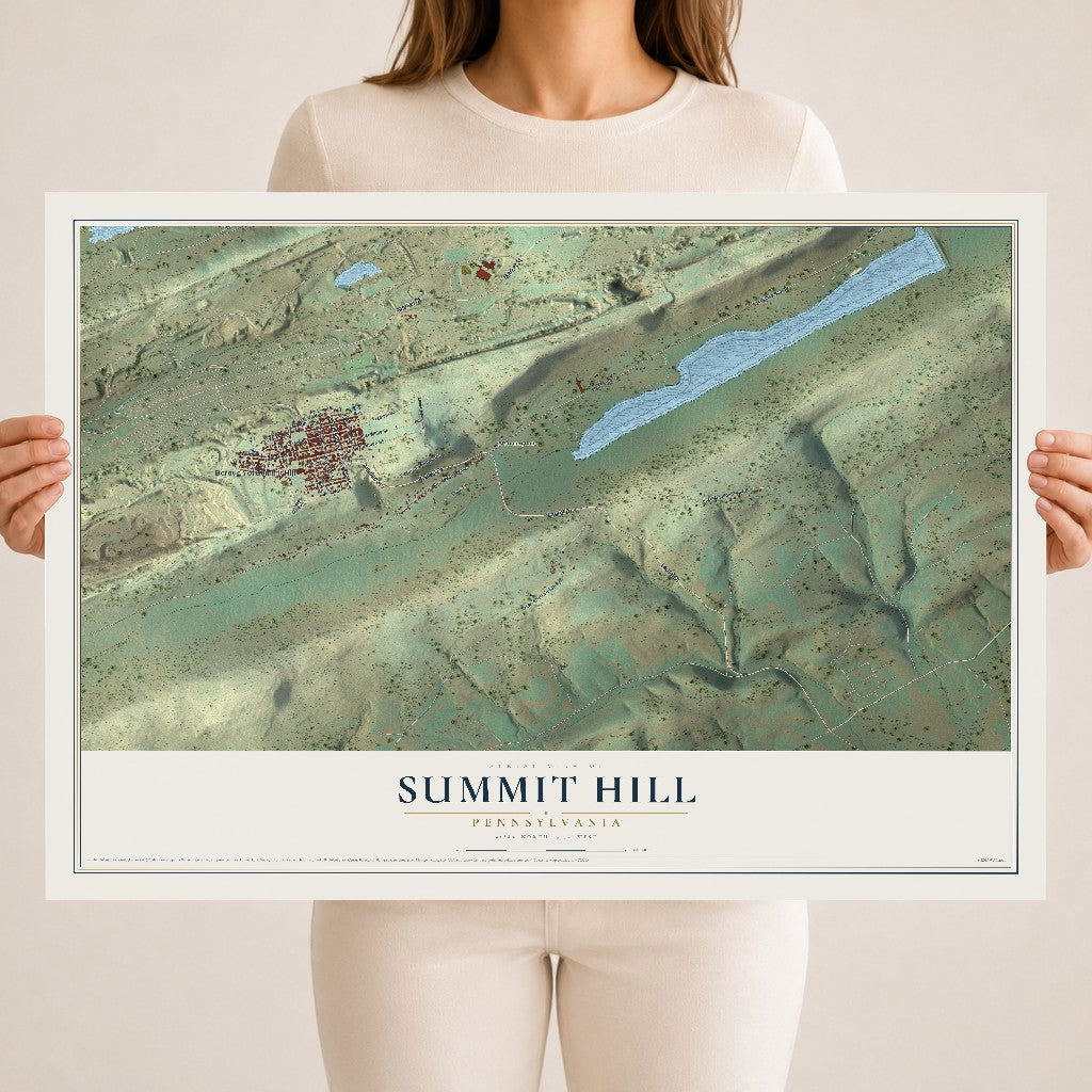 Map of Summit Hill, Pennsylvania, 18 x 24 inch unframed archival matte print