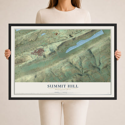 Map of Summit Hill, Pennsylvania, 24 x 36 inch print in a black wood frame