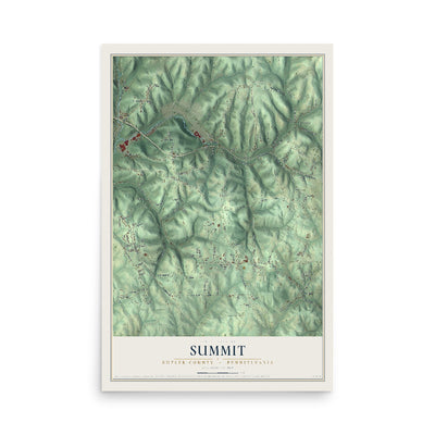 Map of Summit, Butler County, Pennsylvania, 12 x 18 inch unframed archival matte print