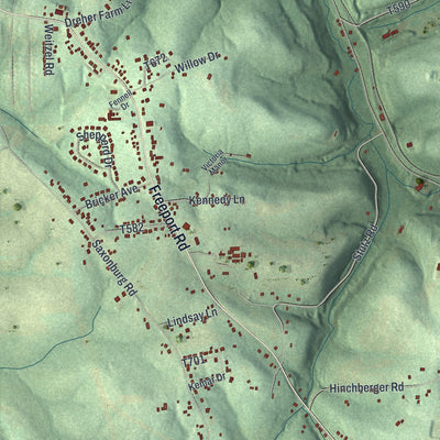 Close-up of the map of Summit, Butler County, Pennsylvania print showing street and building detail